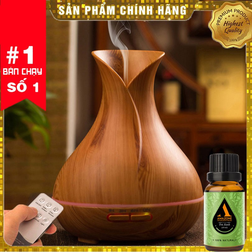 Máy xông tinh dầu phòng ngủ - Phun sương khuếch tán tinh dầu TULIP 550ML- Bảo Hành 6 tháng