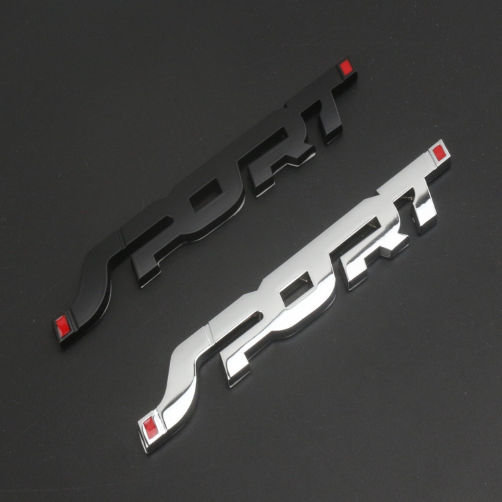 Miếng Dán Logo Chữ Sport 3D Bằng Kim Loại Màu Đen Trang Trí Xe Hơi/ Thùng Xe Hơi
