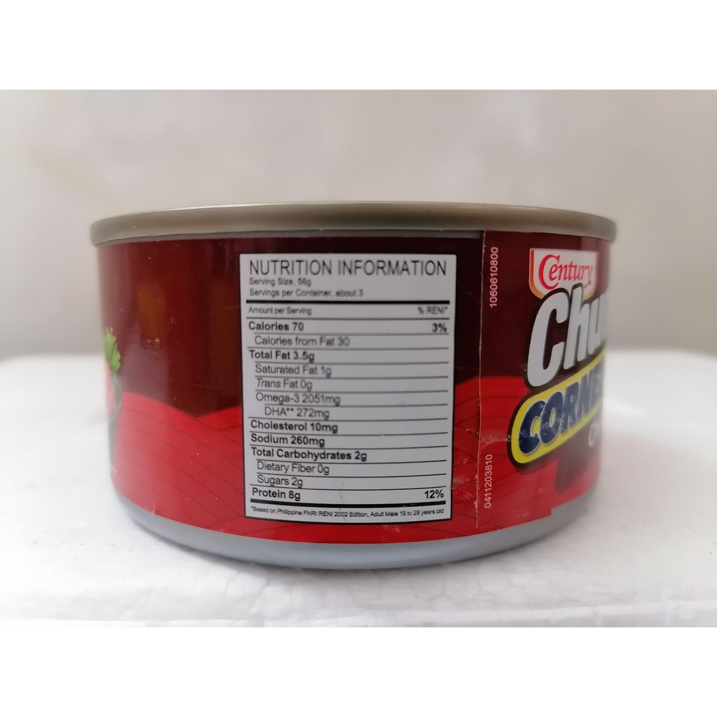 [180g - Chunky] Cá ngừ khúc xốt gia vị cay [Philippines] CENTURY Corned Tuna Chili (halal) (vvk-hk)