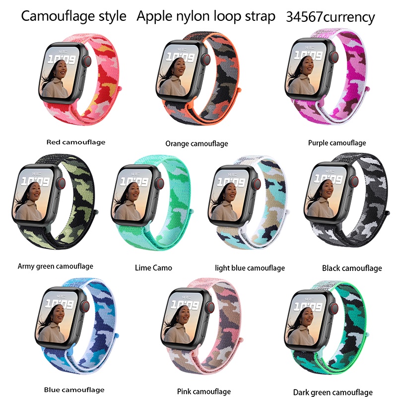 Dây Đeo Nylon Co Giãn Điều Chỉnh Được Cho iWatch Series 8 7 6 SE 5 4 44mm 40mm 45mm 41mm 42mm 38mm 45mm