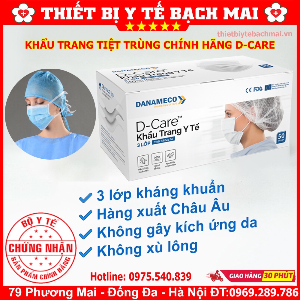 Khẩu Trang Y Tế Chính Hãng Danameco Tiệt Trùng 3 Lớp