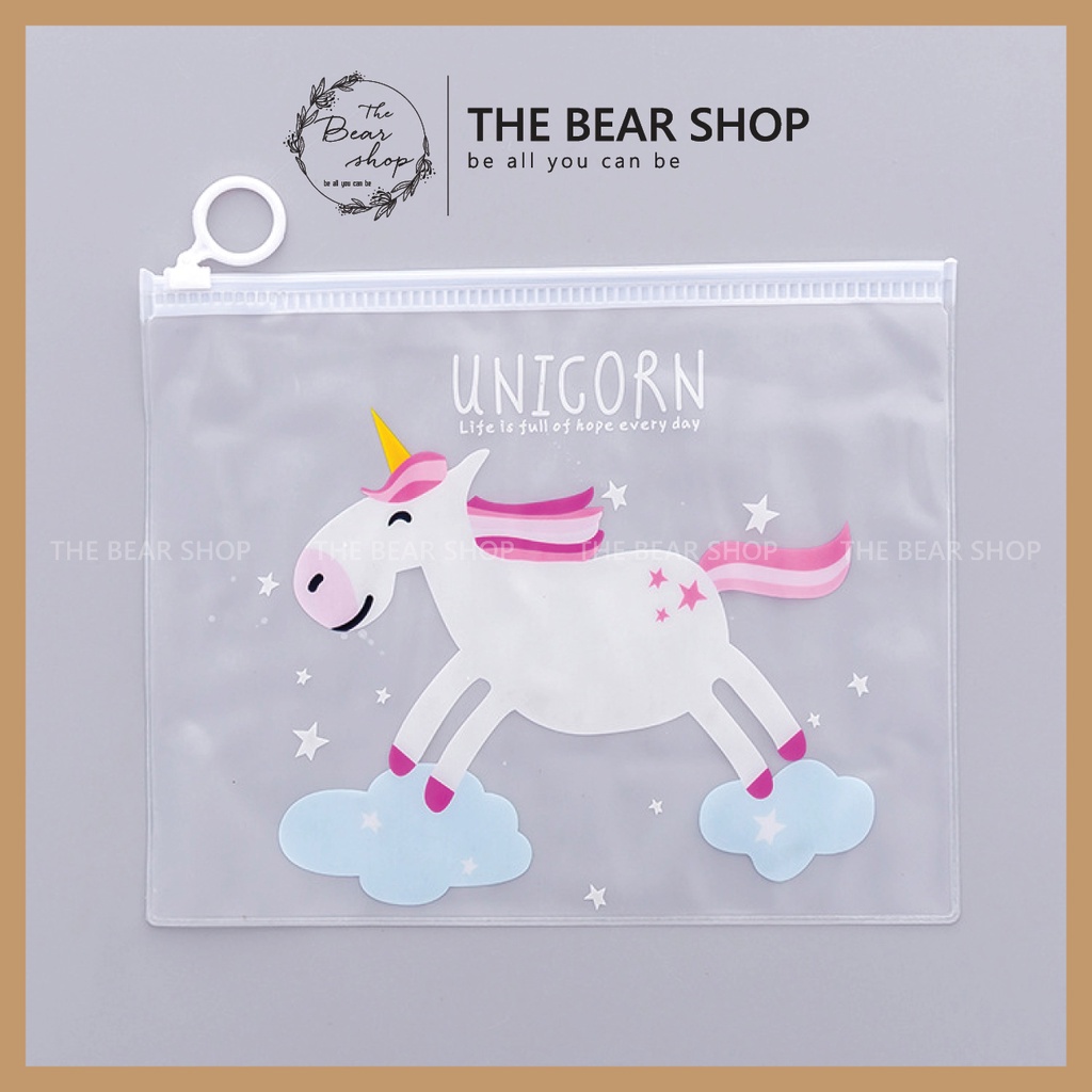 Túi đựng bút - Đồ cá nhân - Mỹ phẩm trong suốt in họa tiết kỳ lân Unicorn chống thấm quà 8 tháng 3 - The Bear Shop