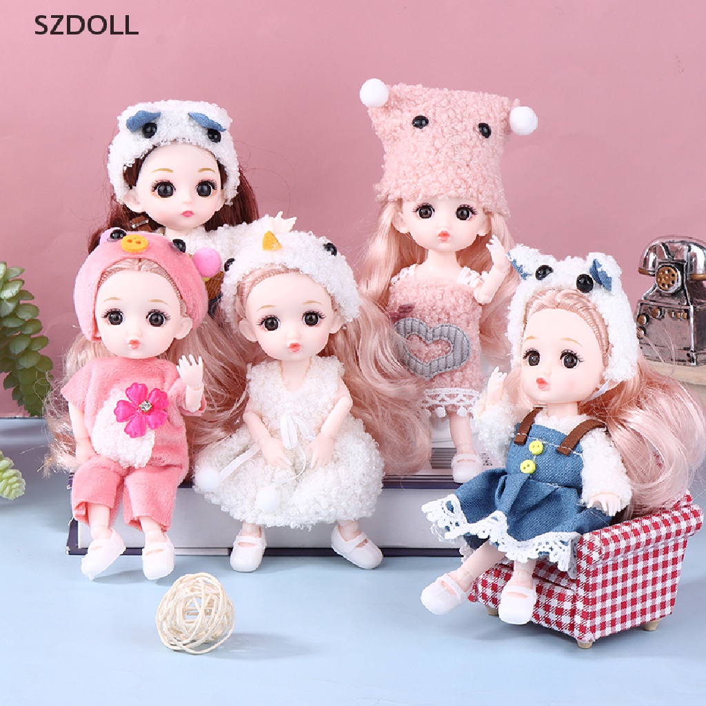 Búp Bê Mini 16Cm Mắt To 13D Có Khớp Chuyển Động DIY