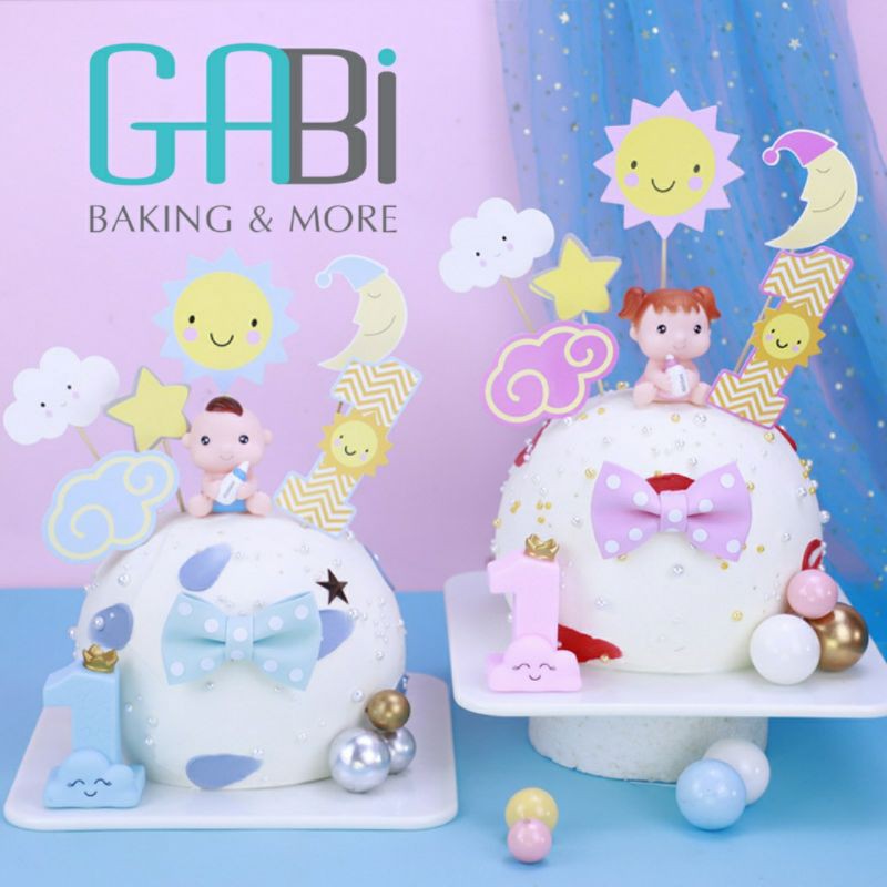 Set trang trí bánh mặt trời số 1 và nơ