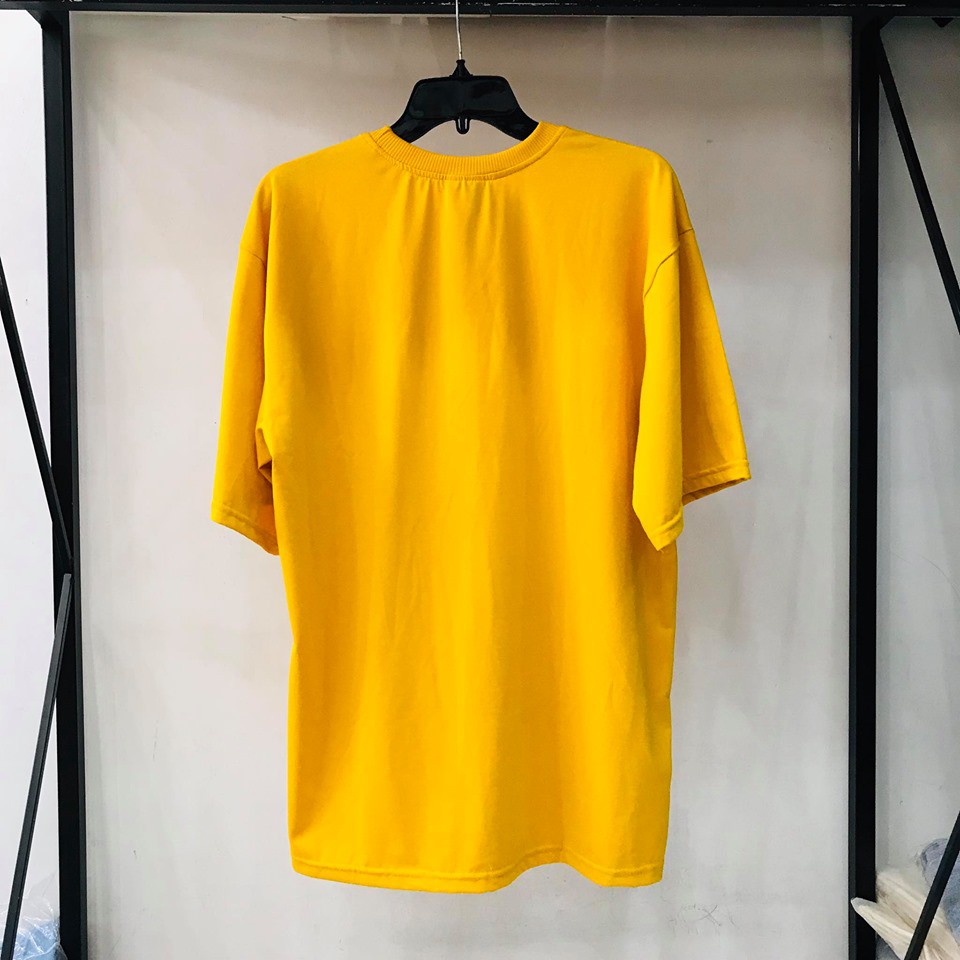 Áo thun tay lỡ CHAMPION vàng phông unisex nam nữ cotton oversize form rộng - GIN STORE