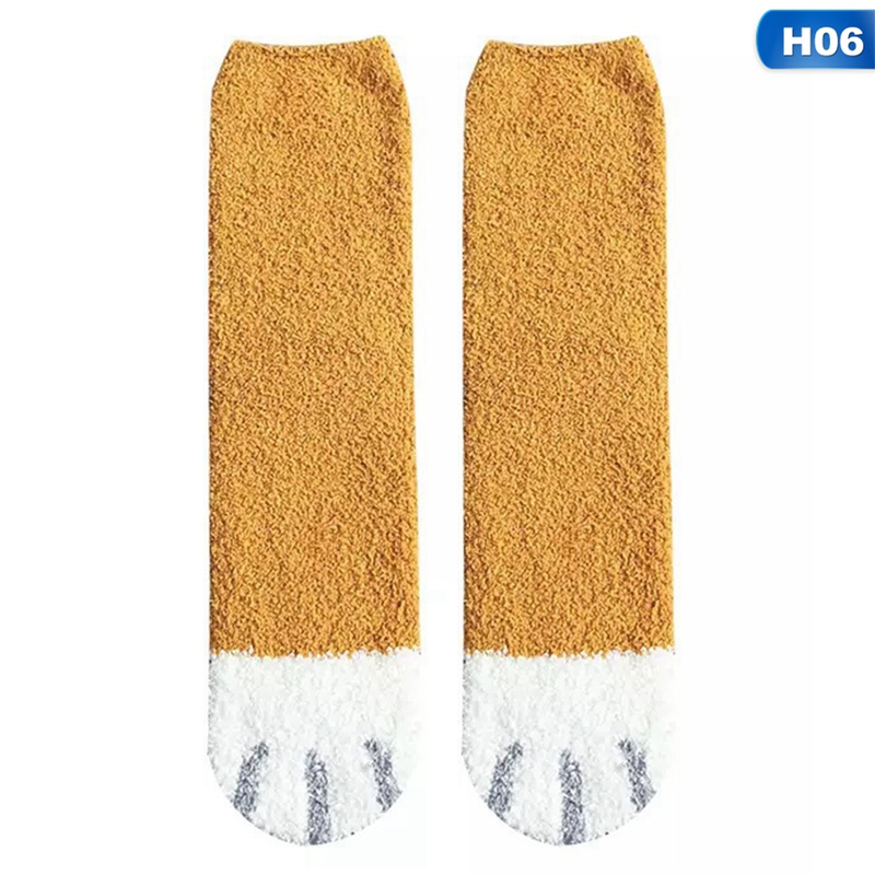 Women Winter Warm Cat Paw Claw Socks Soft Coral Fleece Ankle Socks	Cute Socks | BigBuy360 - bigbuy360.vn