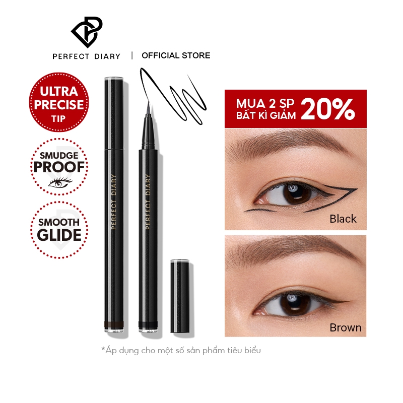 Bút kẻ mắt trang điểm PERFECT DIARY đầu siêu mảnh chống nhòe bền màu lâu trôi 0.4ml | BigBuy360 - bigbuy360.vn