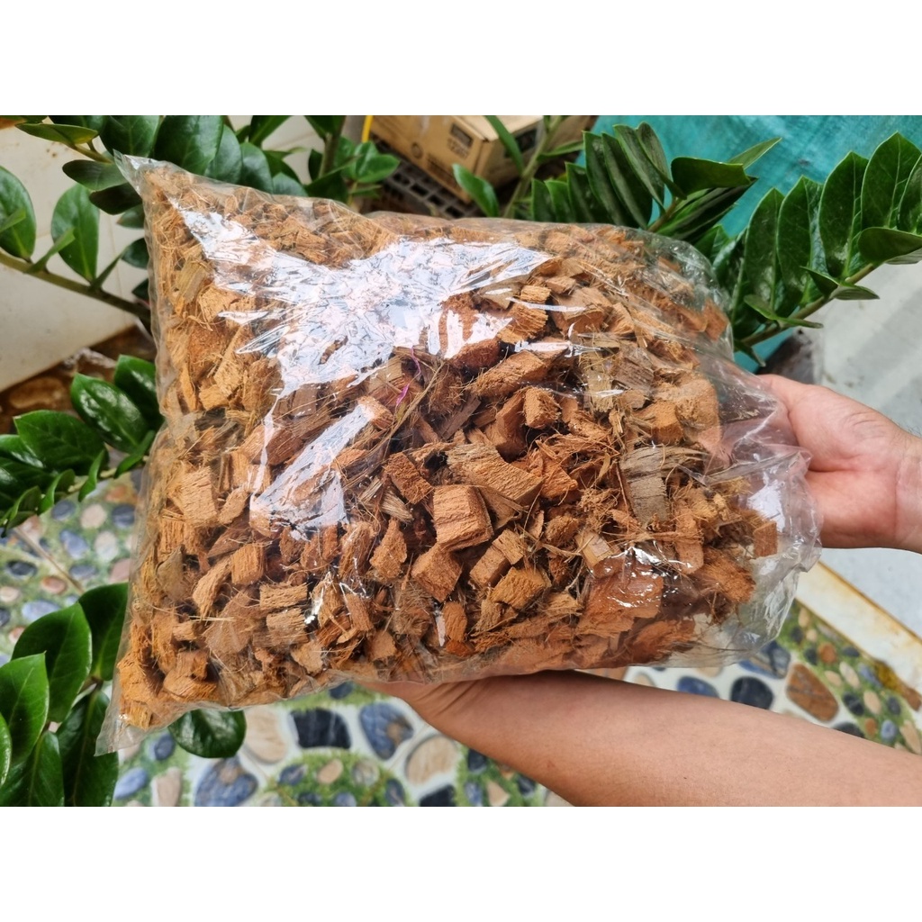 1 bao sơ dừa đả phơi khô sử lí hết chất chát về chỉ việc bỏ vào chậu trồng lan hoặc cây cảnh 0.5 kg