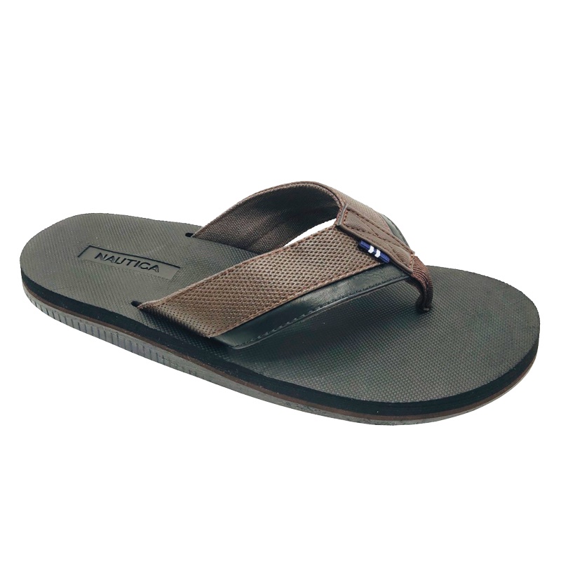 Dép Nautica Clarkson Logo-Embossed Thong Sandal - Brown/Black