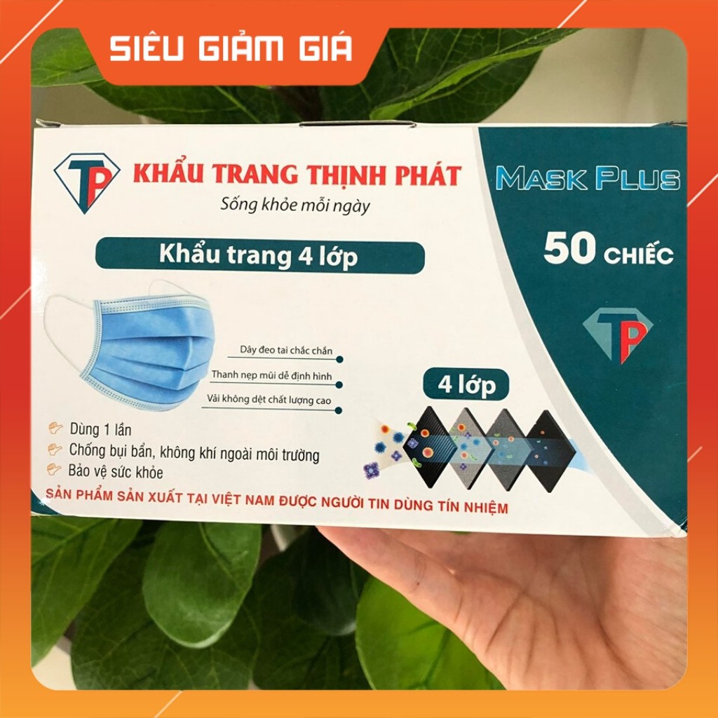 Hộp 50 Cái Khẩu Trang Y Tế 4 Lớp