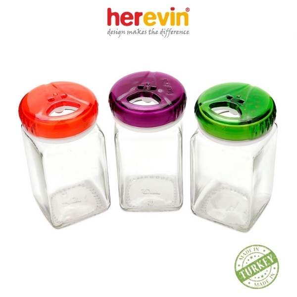 Bộ 3 Hũ Gia Vị Thuỷ Tinh Herevin Vuông 160ml - HUGI121075-000