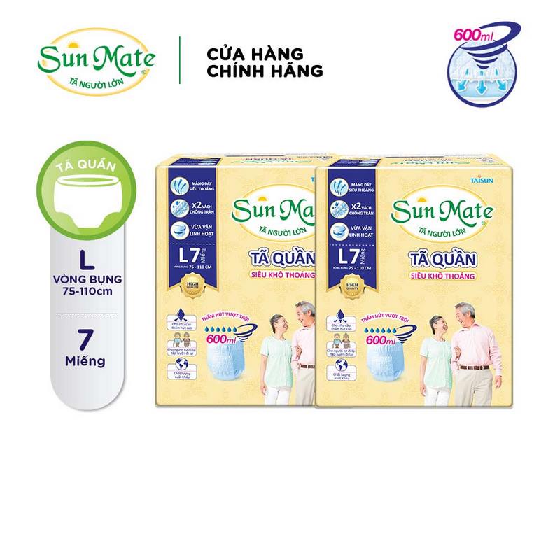 Combo 02 Tã quần người lớn Siêu khô thoáng SunMate size M- L