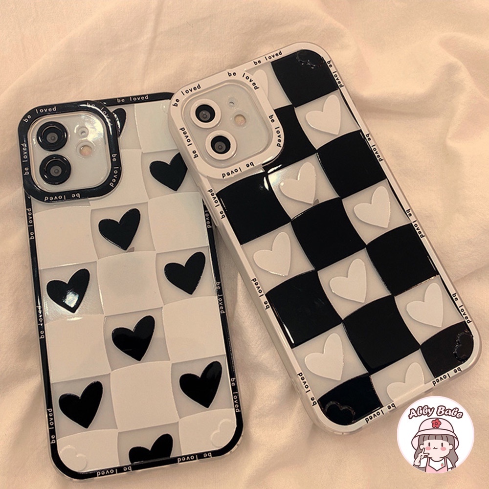 Ốp Điện Thoại TPU Mềm Trong Suốt Họa Tiết Kẻ Ô Trái Tim Thời Trang Cho IP 13 12 11 Pro Max XR 8 7 Plus