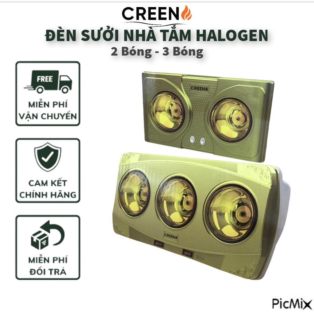 Đèn Sưởi Nhà Tắm Mùa Đông CREEN Chống Lóa, Chống Bỏng, Chống Thấm Nước