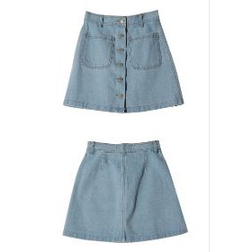 Chân váy jean cúc trước