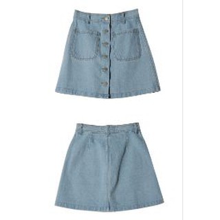 Chân váy jean cúc trước