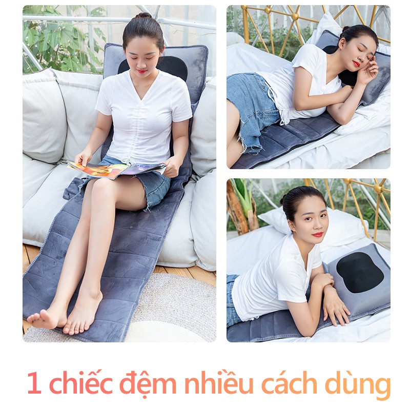 Đệm massage máy mát xa JIASHENGDA nằm dựa ngồi 3 cách dùng chườm nóng máy massage thông minh-Nệm Massage Toàn Thân-FU150