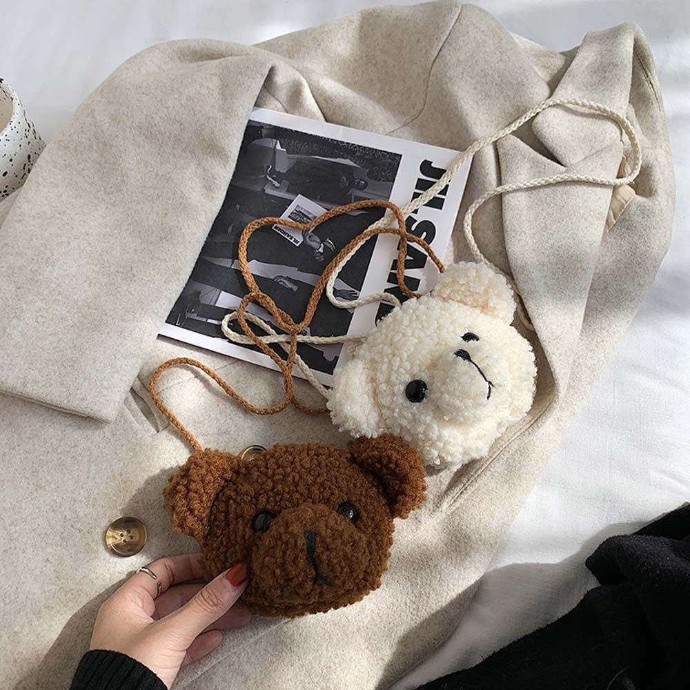 Túi đeo chéo mini hình đầu gấu bông dễ thương cho bé gái