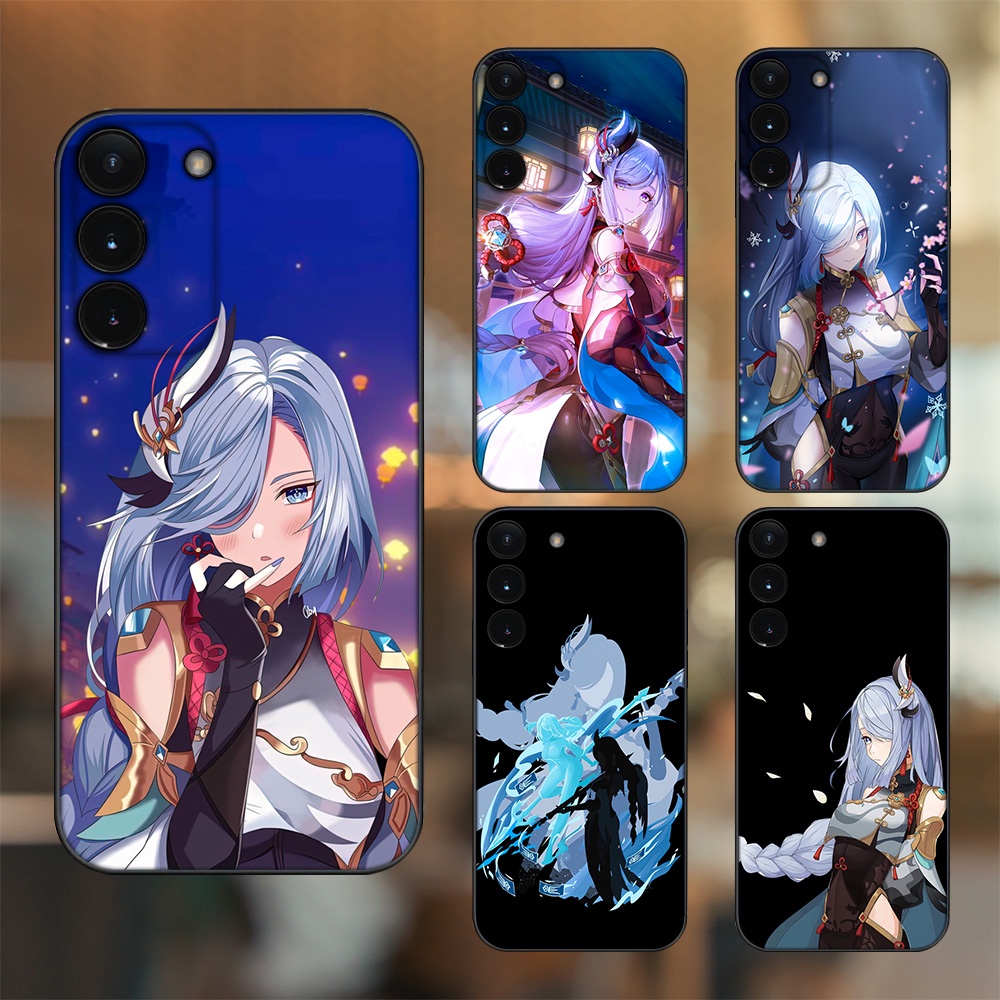 Ốp lưng Samsung S21, S21 Plus, S21 FE, S22, S22 Plus viền đen in hình Shenhe Genshin Impact