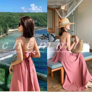 Đầm maxi hở lưng 2 dây dáng dài voan lụa ChemMix thiết kế siêu xinh cho nàng dự tiệc, đi biển