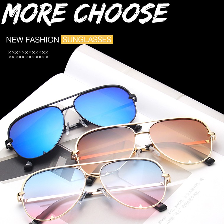 Kính Mát MATA Gọng Kim Loại Bản To Thời Trang Unisex