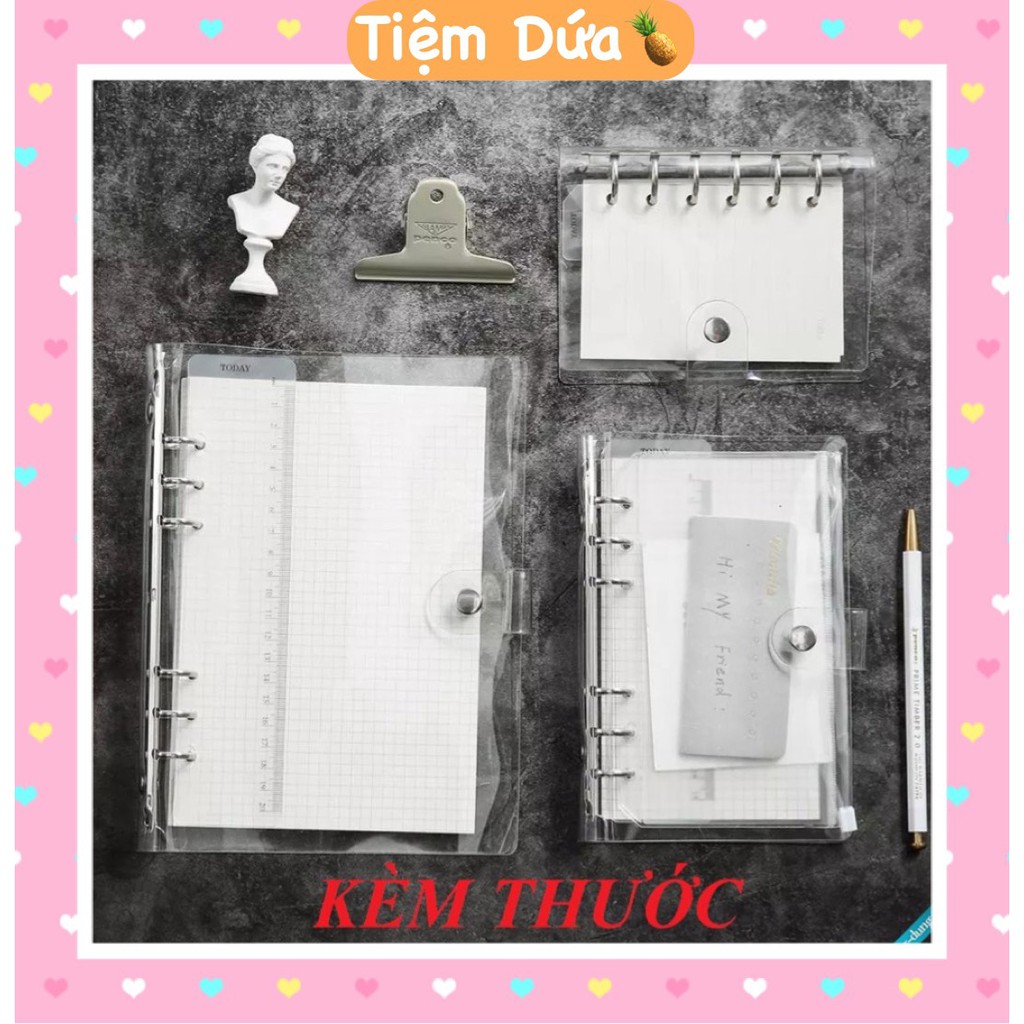 Binder Sổ Còng Bìa Dẻo Trong Suốt Lò Xo dành cho Khổ giấy refill B5/A5/A6/A4
