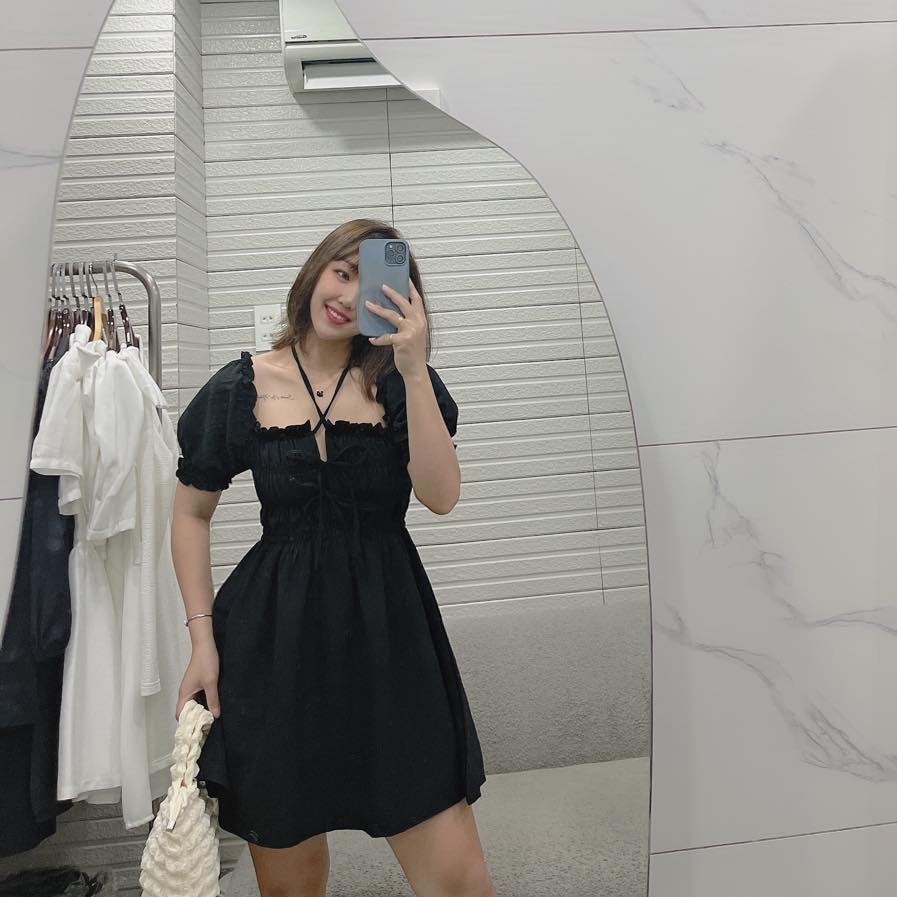 B81 - ĐẦM CỘT NƠ NGỰC 2 MÀU (có bigsize + Ảnh thật)