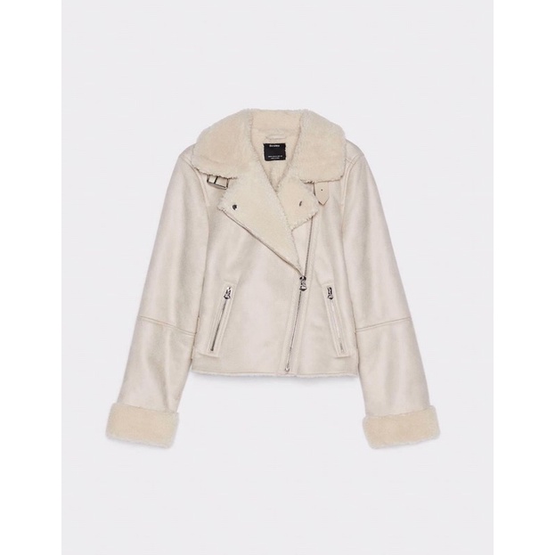 Áo da lộn lót lông cừu Bershka Auth size XS new (Thanh lý)