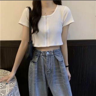ÁO CROPTOP DÂY KÉO TAY NGẮN