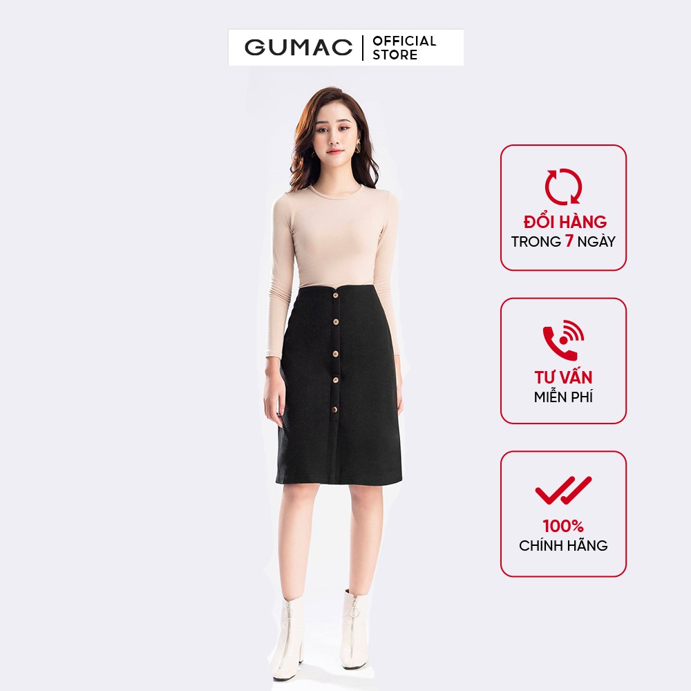 [Mã WABRGU152 giảm 10% tối đa 50k đơn từ 250k] Chân váy xẻ trước GUMAC VB1238