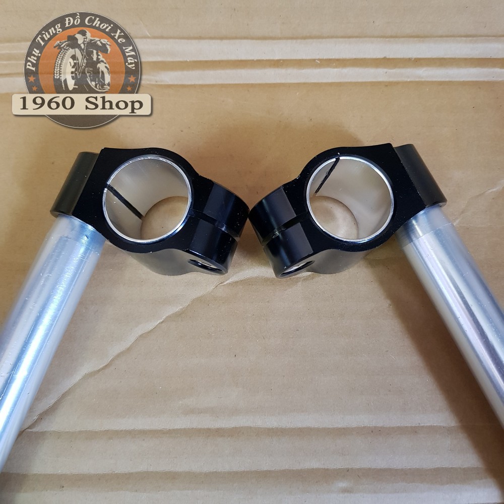 Ghi đông clip on Cafe racer nhôm cnc nguyên khối kích thước cho phuộc 26- 33mm Phù hợp độ Cafe Racer Tracker Win CD 67