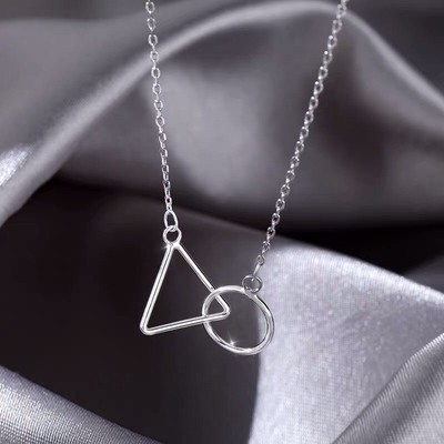 Dây chuyền bạc nữ TLEE hình tròn và tam giác lồng ghép cá tính TLEE JEWELRY D0175