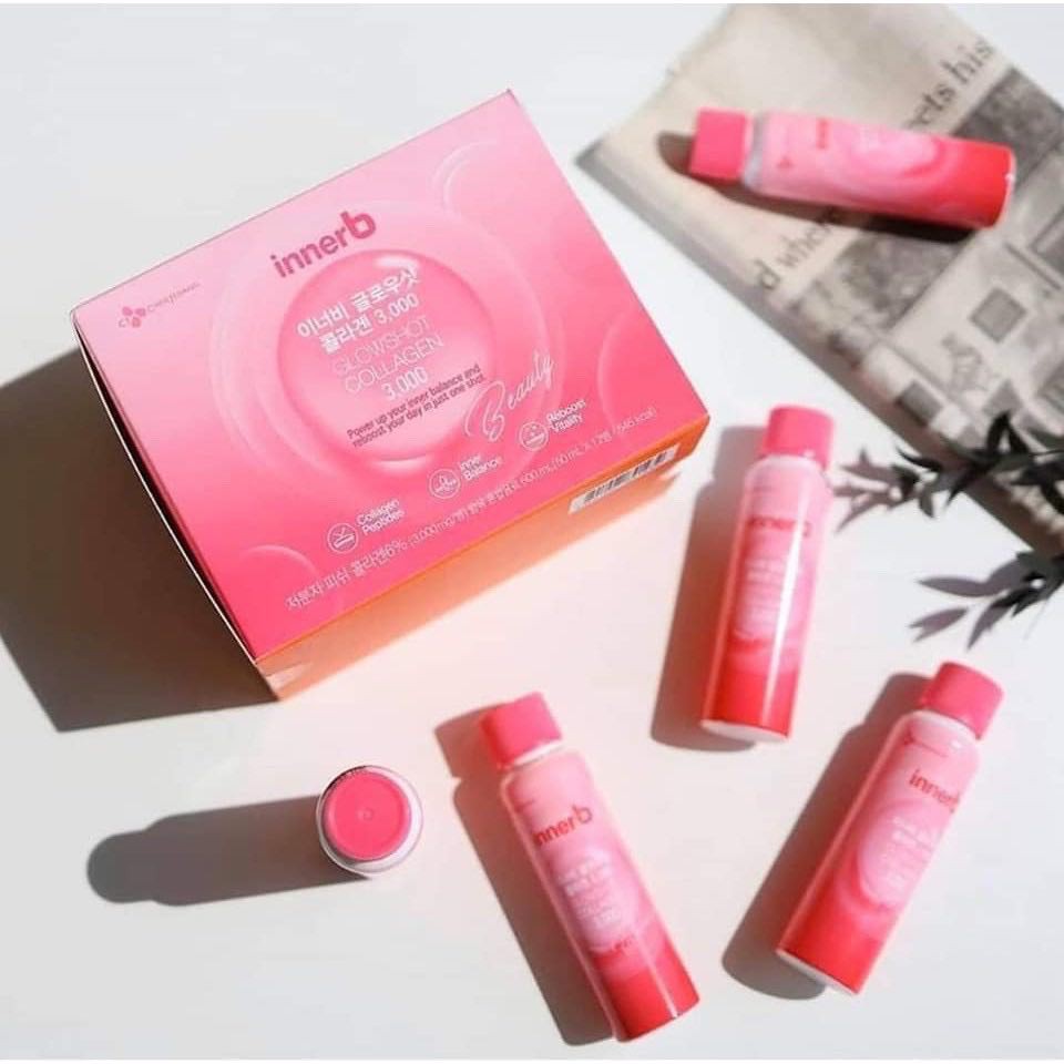 Nước uống Collagen Innerb Glowshot 3000 hộp 12 x 50ml và 6 x 50ml chai.