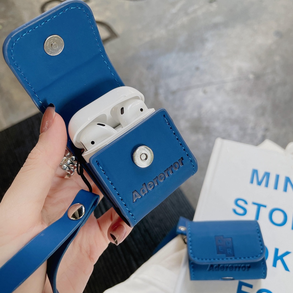 Vỏ Bảo Vệ Hộp Sạc Tai Nghe AirPods3 ADER Clein Màu Xanh Dương Bằng Da 2021 Thời Trang Ốp