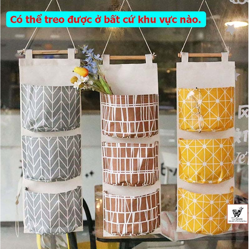Túi Vải Treo Tường 3 Ngăn Đa Năng, Đựng Đồ Cá Nhân Tiện Dụng - Văn Phòng Phẩm Sáng Tạo [TÚI TREO 3 NGĂN]