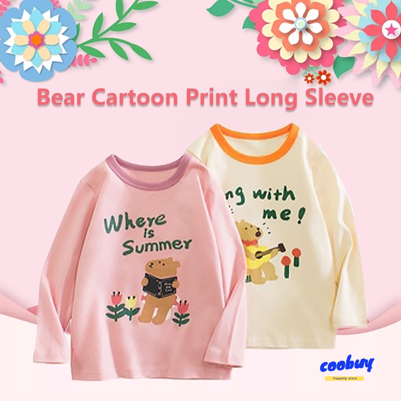 Áo Thun Tay Dài In Hoạt Hình Phong Cách Hàn Quốc Thời Trang Mùa Thu 2022 Mới Cho Bé Gái