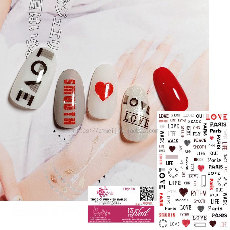 Nail Sticker Chữ Tình Yêu LOVE - Dán Móng Tay 3D Tuyệt Đẹp