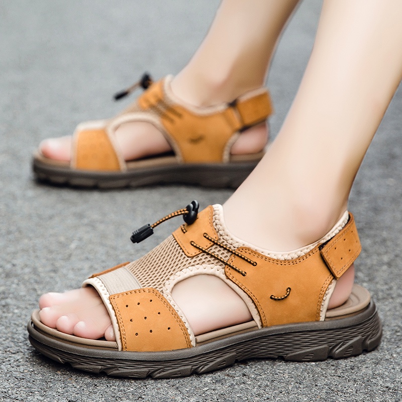 Giày Sandal Da Chống Trượt Phong Cách Hàn Quốc Thời Trang Đi Biển Cho Nam