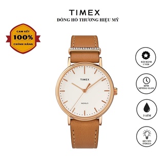 Đồng hồ nữ timex fairfield crystal 37mm - tw2r70200 dây da - chính hãng