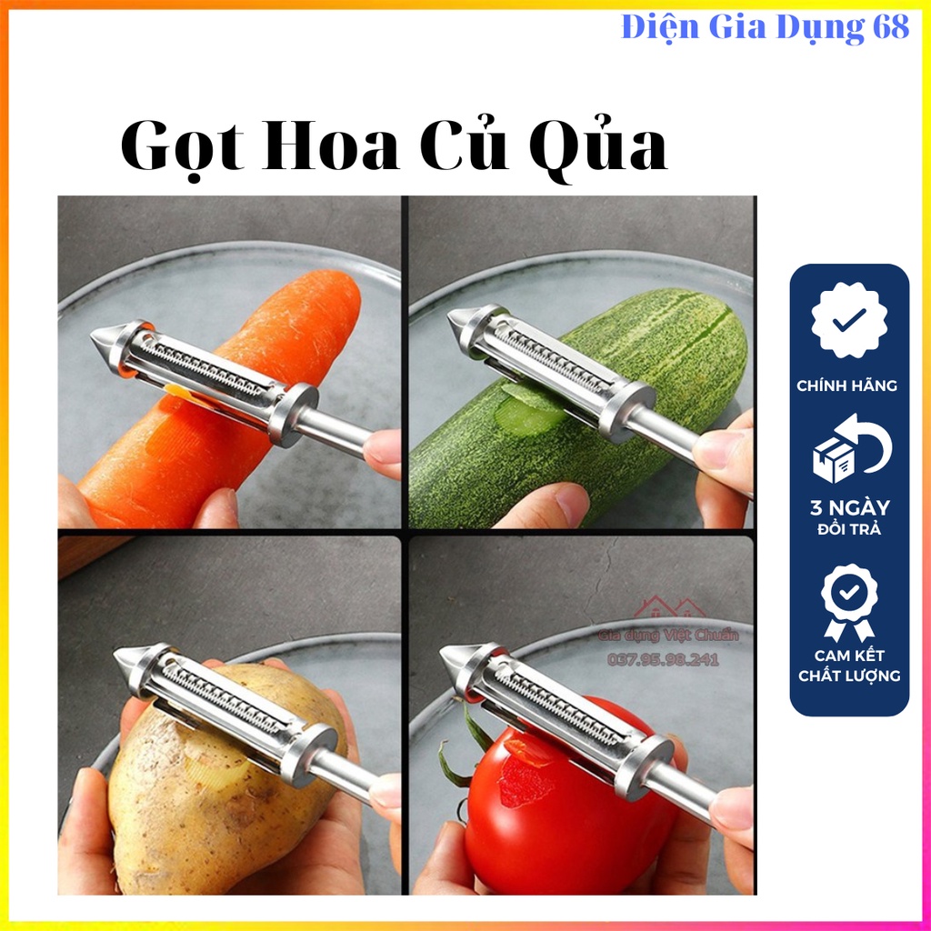 Dụng cụ thái rau củ đa năng bào gọt hoa quả, dụng cụ cắt rau củ gọt vỏ trái cây inox đa năng tiện dụng