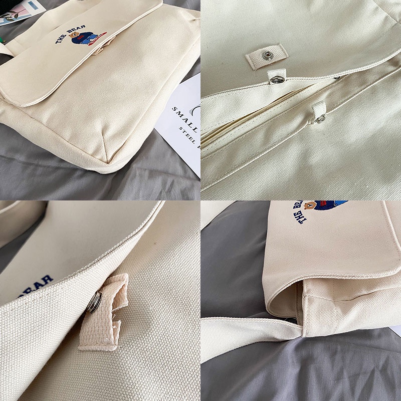Túi đeo vai YADOU canvas thêu hình gấu hoạt hình phong cách cổ điển thời trang dễ thương cho nữ