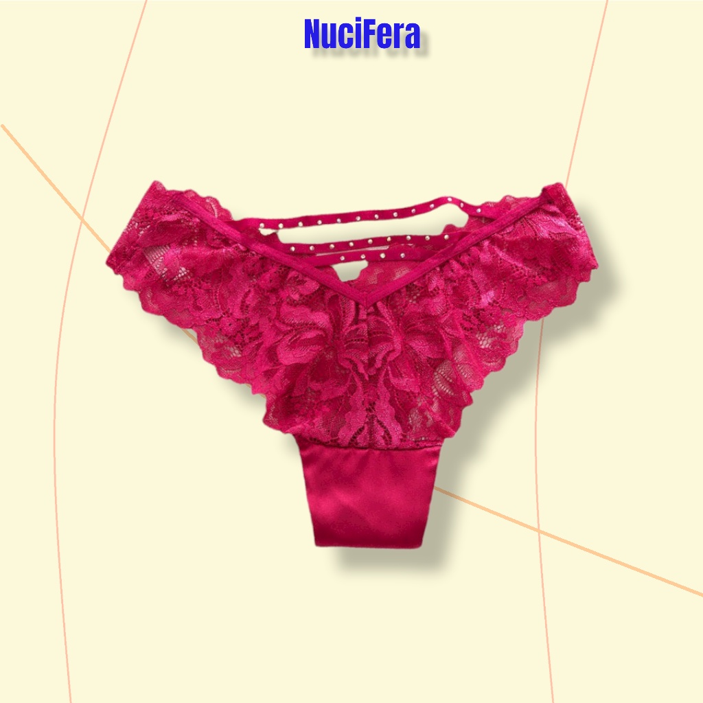 Quần lọt khe ren phối lụa mềm NuciFera eo thấp dáng ôm nửa mông