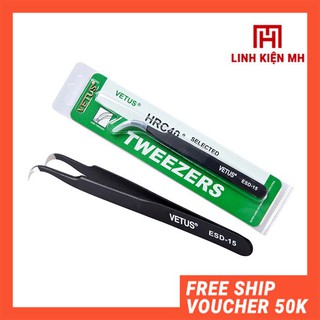 Nhíp Kẹp Linh Kiện Điện Tử Cao Cấp Vetus ESD - 15 Chân Cong