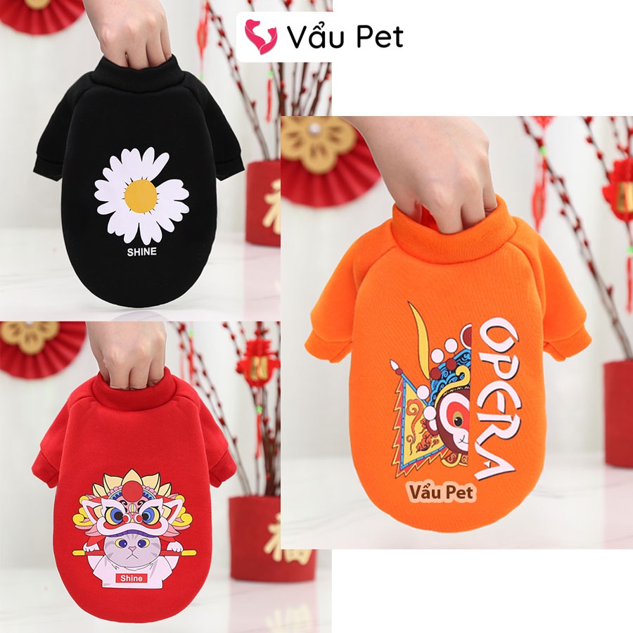 Áo cho chó mèo Nỉ hình phiên bản giới hạn - Quần áo cho chó poodle, con, lớn, mèo, thú cưng Vẩu Pet Shop