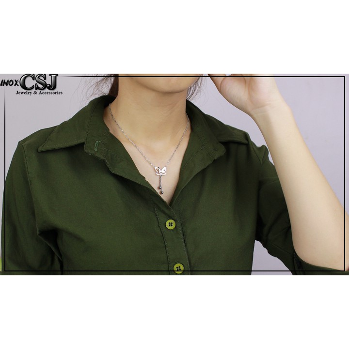 Dây Chuyền Con Bướm gắn bi tròn