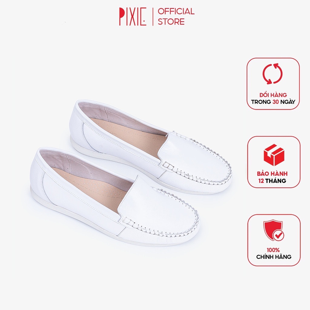 Giày Mọi Moccasin Da Thật Đế Cao Su Pixie X482