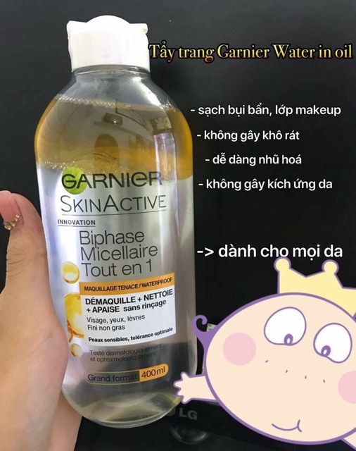 Tẩy Trang Garnier Skin Active Oil Infused Micellar Cleansing Water