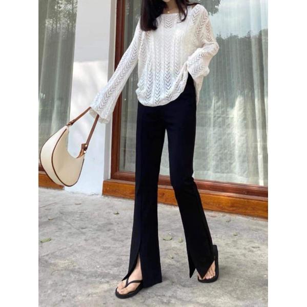 Quần tây Ống Loe nữ Xẻ Gấu Cạp Cao Phong Cách Trẻ trung, đa phong cách, dễ phối đồ, Dáng Dài 100cm vải tuyết mưa mã M99
