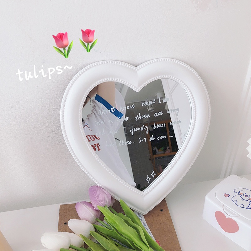 Gương Trang Điểm Để Bàn Trái Tim Dễ Thương Kiểu Hàn Quốc