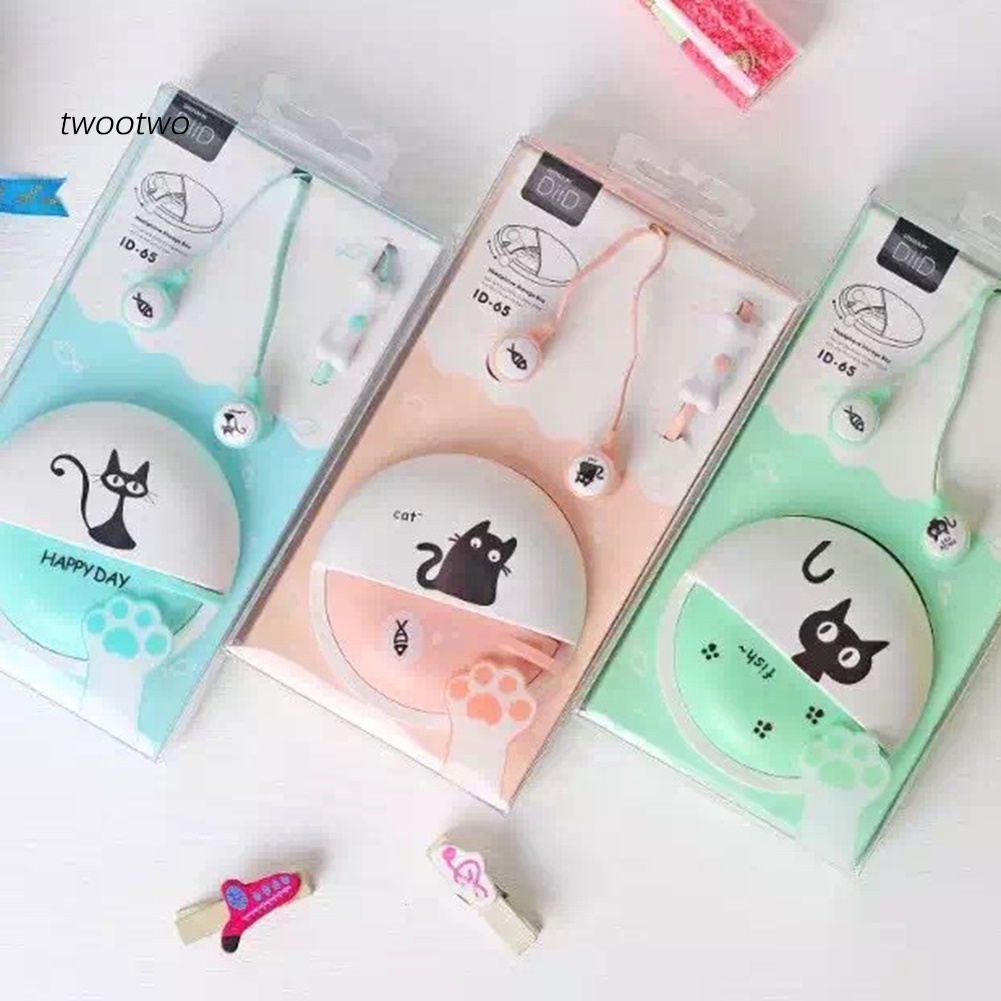 Haio| Tai Nghe In-ear Hình Mèo Dễ Thương Kèm Hộp Đựng